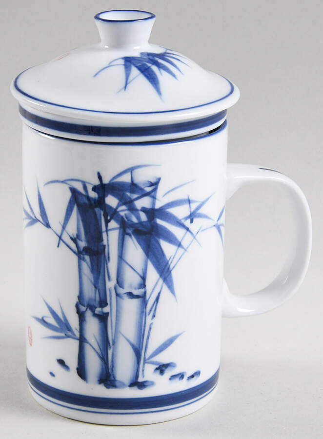 Blue Bamboo Mug with Lid & Infuser by World Market-1