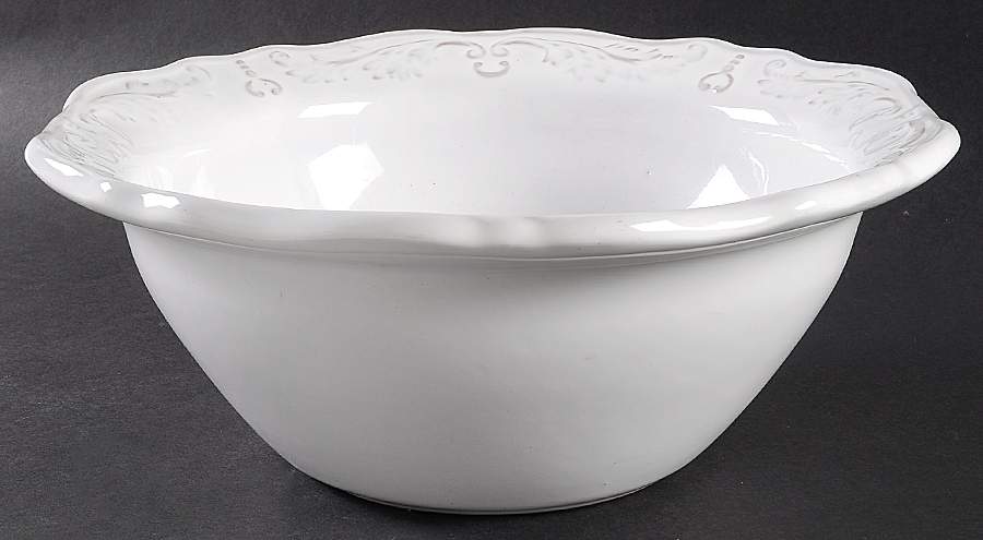 White Provencal 11" Large Salad Serving Bowl by World Market-1