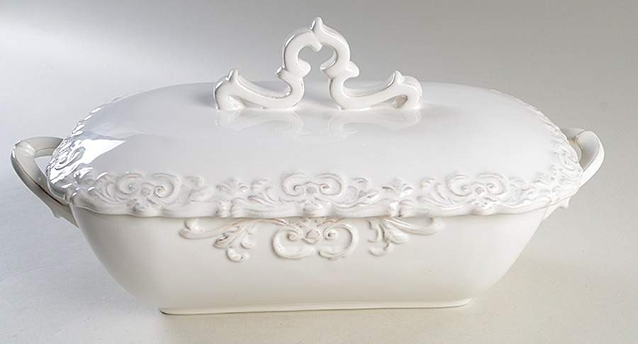 White Provencal Rectangular Covered Vegetable by World Market-1