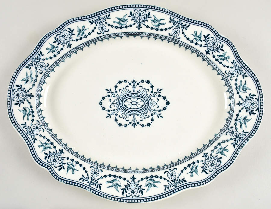 Raphael Blue 16" Oval Serving Platter by Wedgwood-1