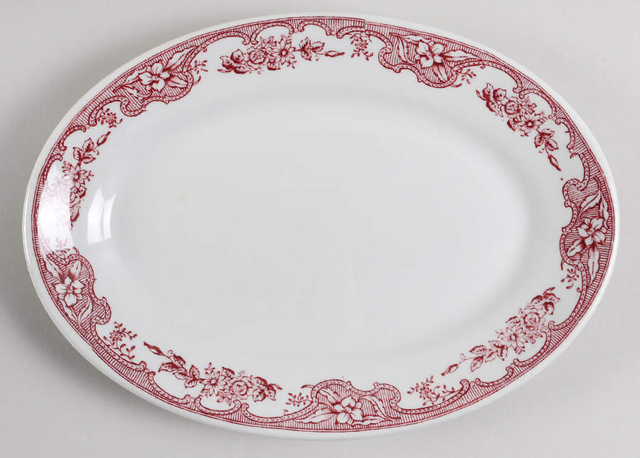 Majestic Red (White Background) 11" Oval Serving Platter by Wellsville-1