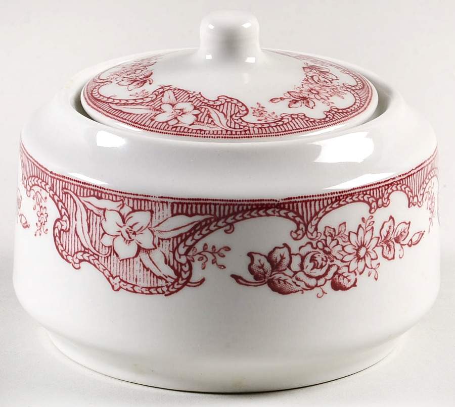Majestic Red (White Background) Sugar Bowl & Lid by Wellsville-1