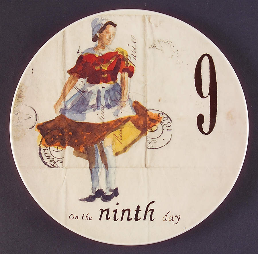 12 Days of Christmas (Black Numbers, Rim Shape) Salad/Dessert Plate by Williams-Sonoma-1