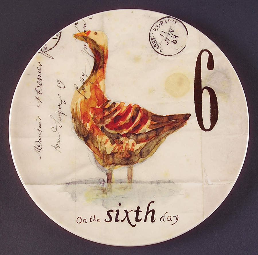 12 Days of Christmas (Black Numbers, Rim Shape) Salad/Dessert Plate by Williams-Sonoma-1
