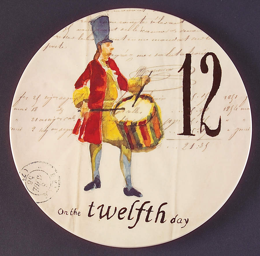 12 Days of Christmas (Black Numbers, Rim Shape) Salad/Dessert Plate by Williams-Sonoma-1