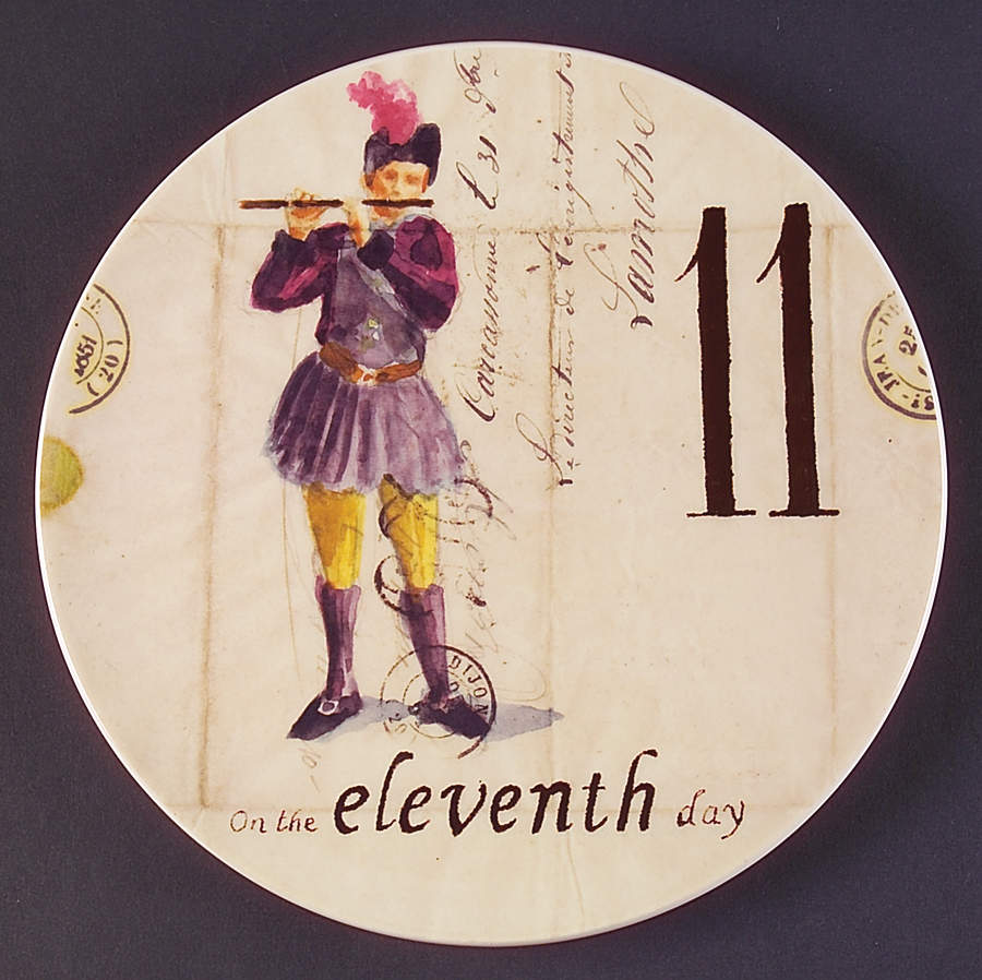 12 Days of Christmas (Black Numbers, Rim Shape) Salad/Dessert Plate by Williams-Sonoma-1