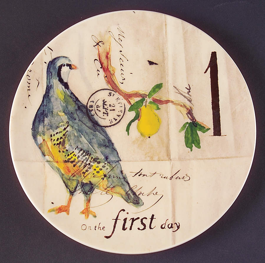 12 Days of Christmas (Black Numbers, Rim Shape) Salad/Dessert Plate by Williams-Sonoma-1