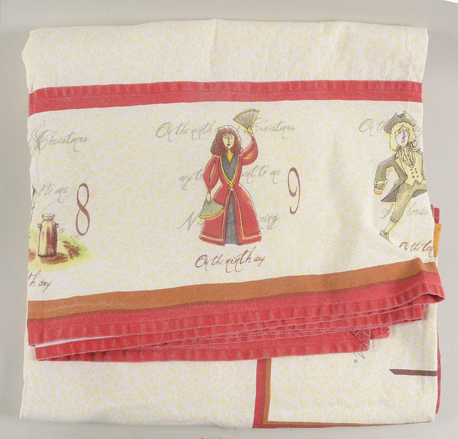 12 Days of Christmas (Black Numbers, Rim Shape) 67" X 80" Rectangular Tablecloth by Williams-Sonoma-1