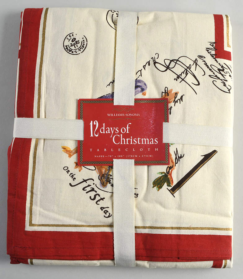 12 Days of Christmas (Black Numbers, Rim Shape) 70" X 108" Rectangular Tablecloth by Williams-Sonoma-1