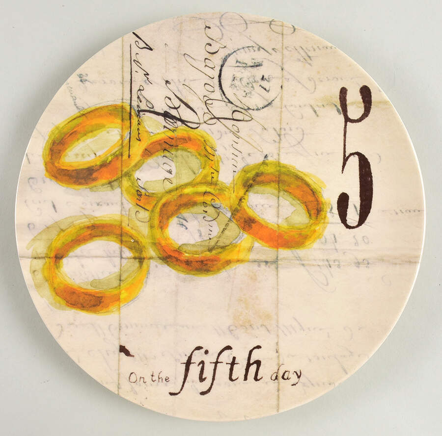 12 Days of Christmas (Black Numbers, Rim Shape) Salad/Dessert Plate by Williams-Sonoma-1