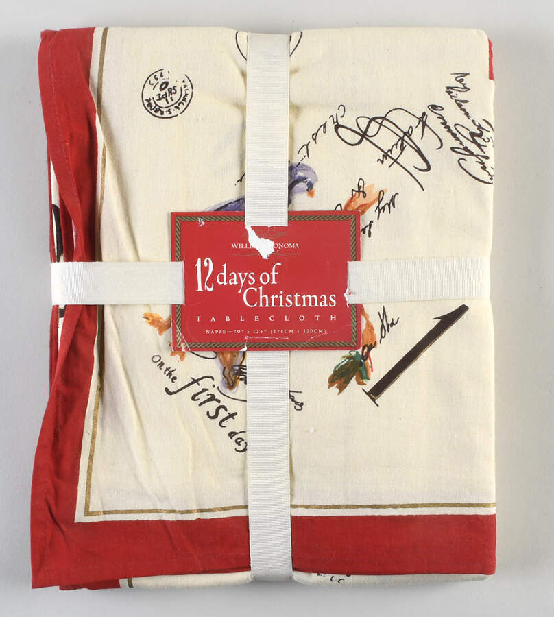 12 Days of Christmas (Black Numbers, Rim Shape) 70" X 126" Rectangular Tablecloth by Williams-Sonoma-1