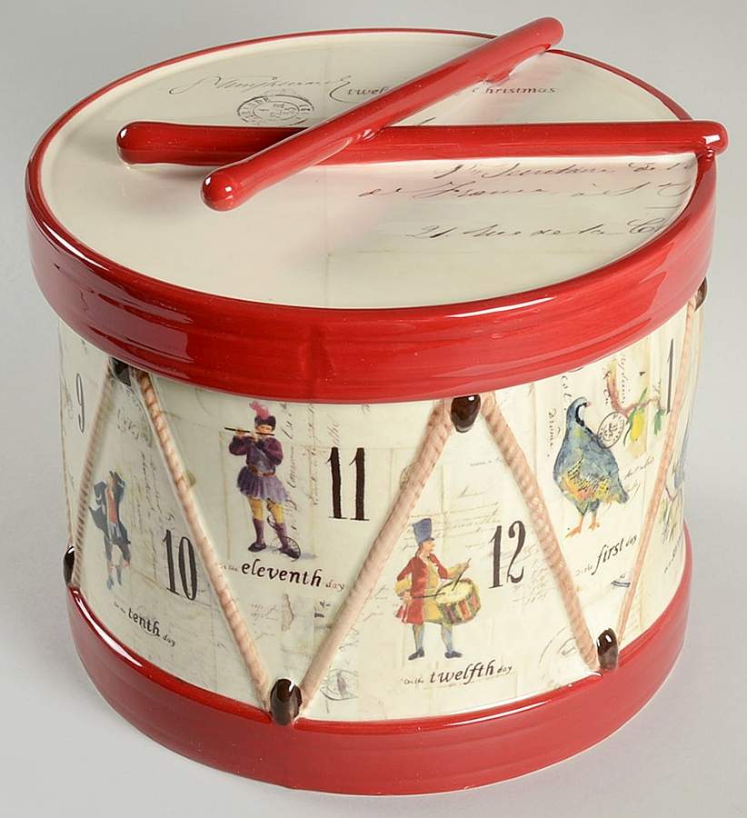 12 Days of Christmas (Black Numbers, Rim Shape) Figural Cookie Jar & Lid by Williams-Sonoma-1
