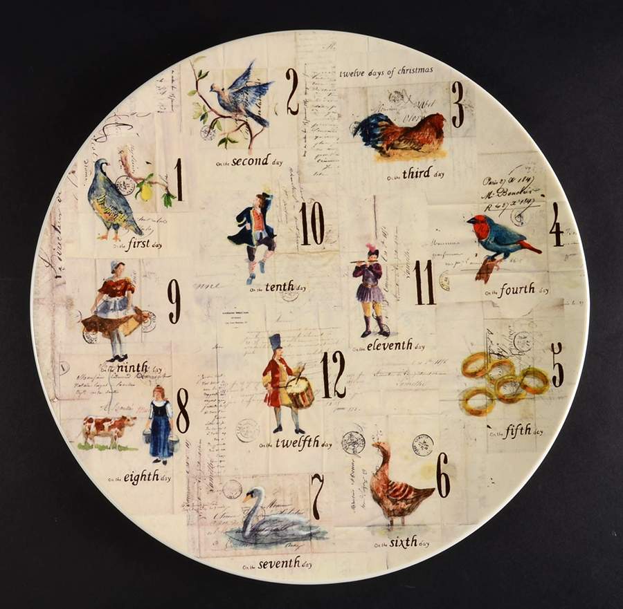 12 Days of Christmas (Black Numbers, Rim Shape) 13" Cookie Platter by Williams-Sonoma-1