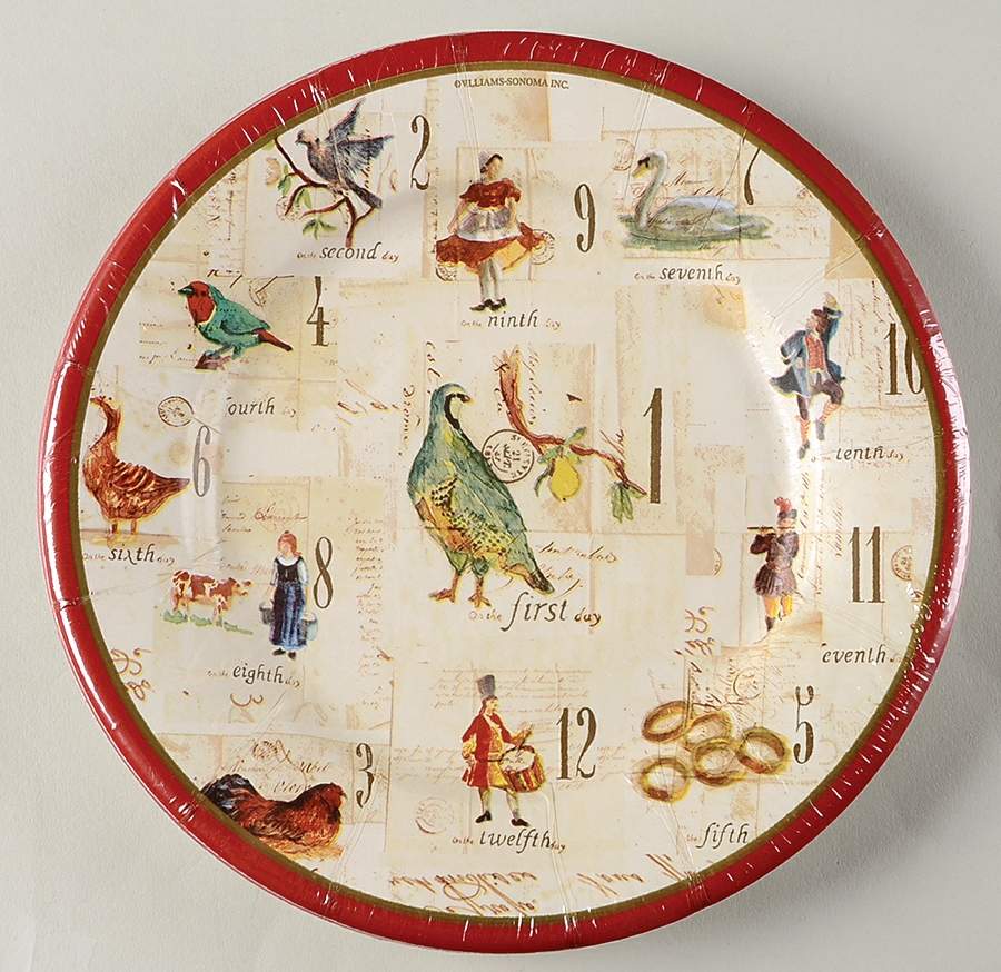 12 Days of Christmas (Black Numbers, Rim Shape) (Pack of 8) Paper Luncheon Plate by Williams-Sonoma-1