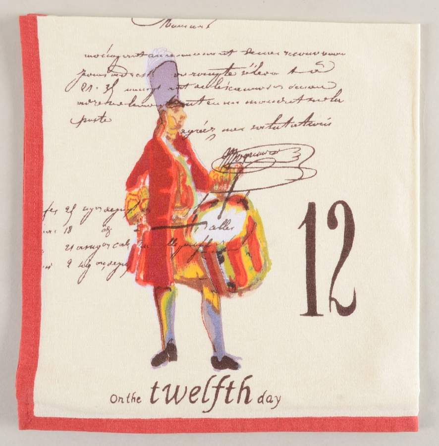 12 Days of Christmas (Black Numbers, Rim Shape) Cloth Napkin by Williams-Sonoma-1