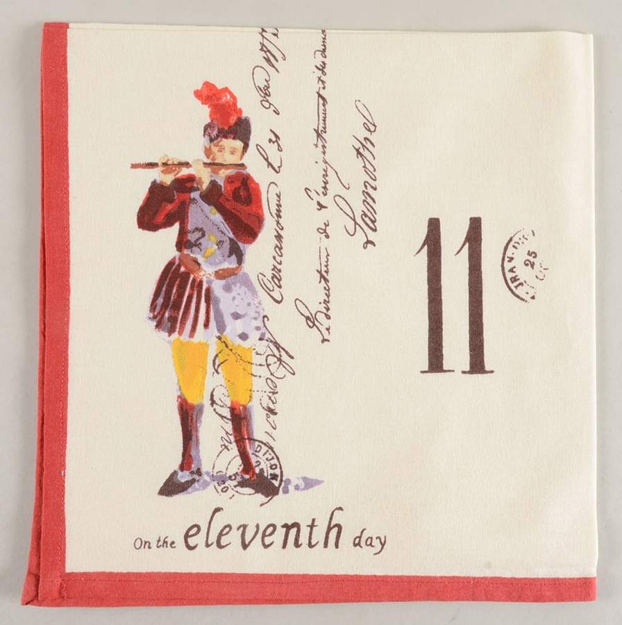 12 Days of Christmas (Black Numbers, Rim Shape) Cloth Napkin by Williams-Sonoma-1