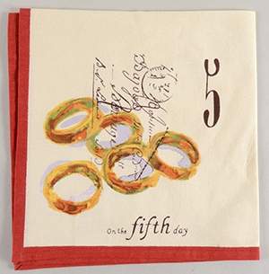 12 Days of Christmas (Black Numbers, Rim Shape) Cloth Napkin by Williams-Sonoma-1