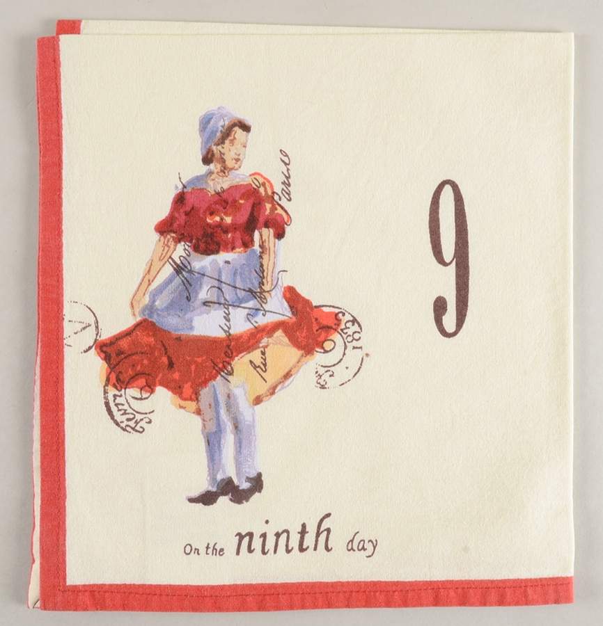 12 Days of Christmas (Black Numbers, Rim Shape) Cloth Napkin by Williams-Sonoma-1
