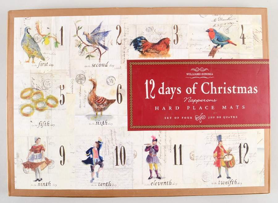 12 Days of Christmas (Black Numbers, Rim Shape) Corkboard Placemat - Set of 4 by Williams-Sonoma-1