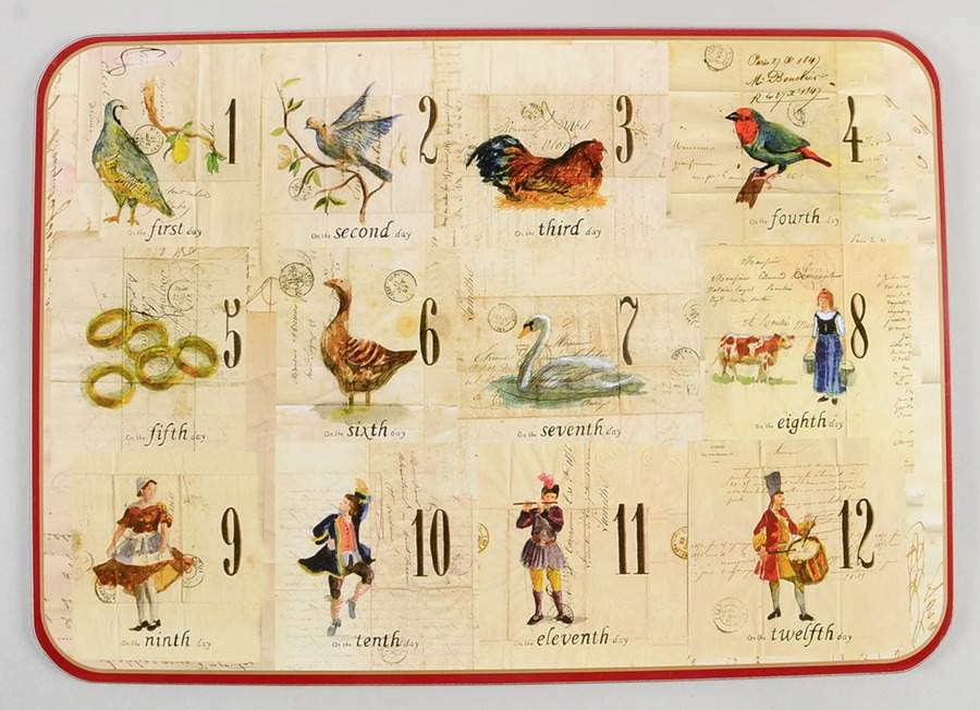 12 Days of Christmas (Black Numbers, Rim Shape) Corkboard Placemat by Williams-Sonoma-1