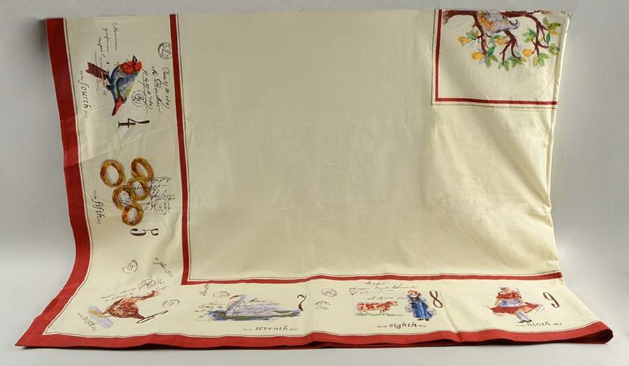12 Days of Christmas (Black Numbers, Rim Shape) 70" X 90" Rectangular Tablecloth by Williams-Sonoma-1
