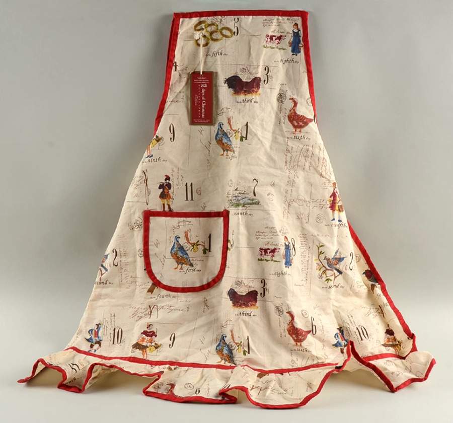 12 Days of Christmas (Black Numbers, Rim Shape) Cloth Kitchen Apron by Williams-Sonoma-1