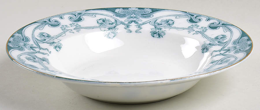 Iris Blue Green (No Gold Accent) Large Rim Soup Bowl by Arthur J Wilkinson-1