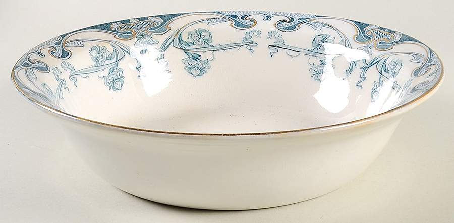Iris Blue Green (No Gold Accent) 10" Round Vegetable Bowl by Arthur J Wilkinson-1