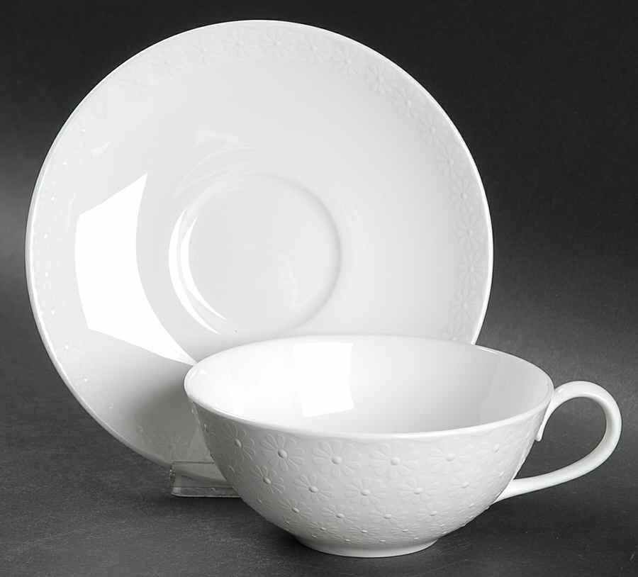Daisy Blanc Flat Cup & Saucer Set by Waterford China-1