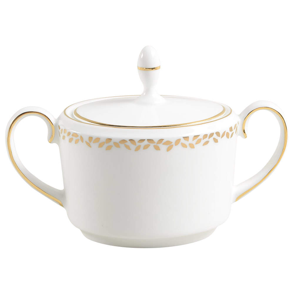 Gilded Leaf Sugar Bowl & Lid by Wedgwood-1