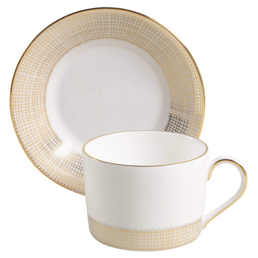 Gilded Weave Flat Cup & Saucer Set by Wedgwood-1
