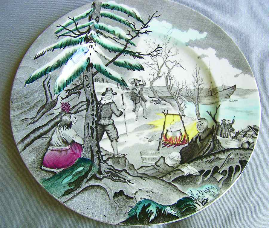 The Landing of the Pilgrims Dinner Plate by Arthur J Wilkinson-1