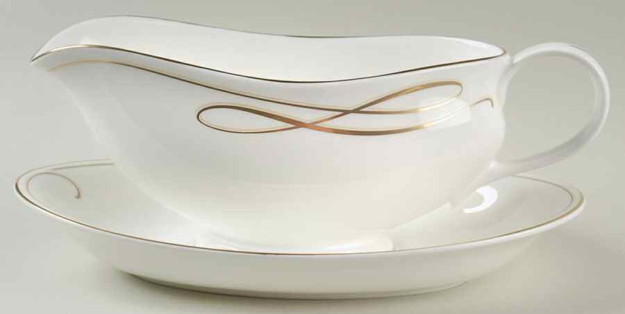 Ballet Ribbon (Gold) Gravy Boat & Underplate by Waterford China-1