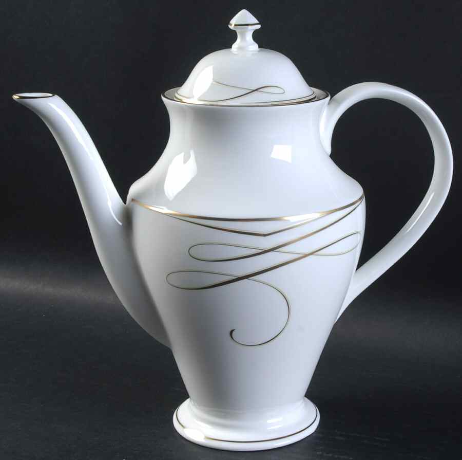 Ballet Ribbon (Gold) Tea/Coffee Pot & Lid by Waterford China-1