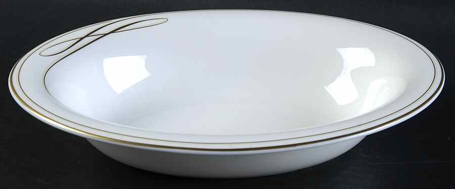 Ballet Ribbon (Gold) 10" Oval Vegetable Bowl by Waterford China-1