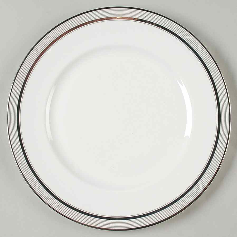 Ribbon Stripe Silver (Platinum) Dinner Plate by Wedgwood-1