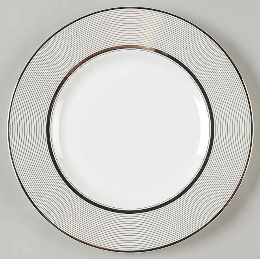 Ribbon Stripe Silver (Platinum) Accent Salad Plate by Wedgwood-1