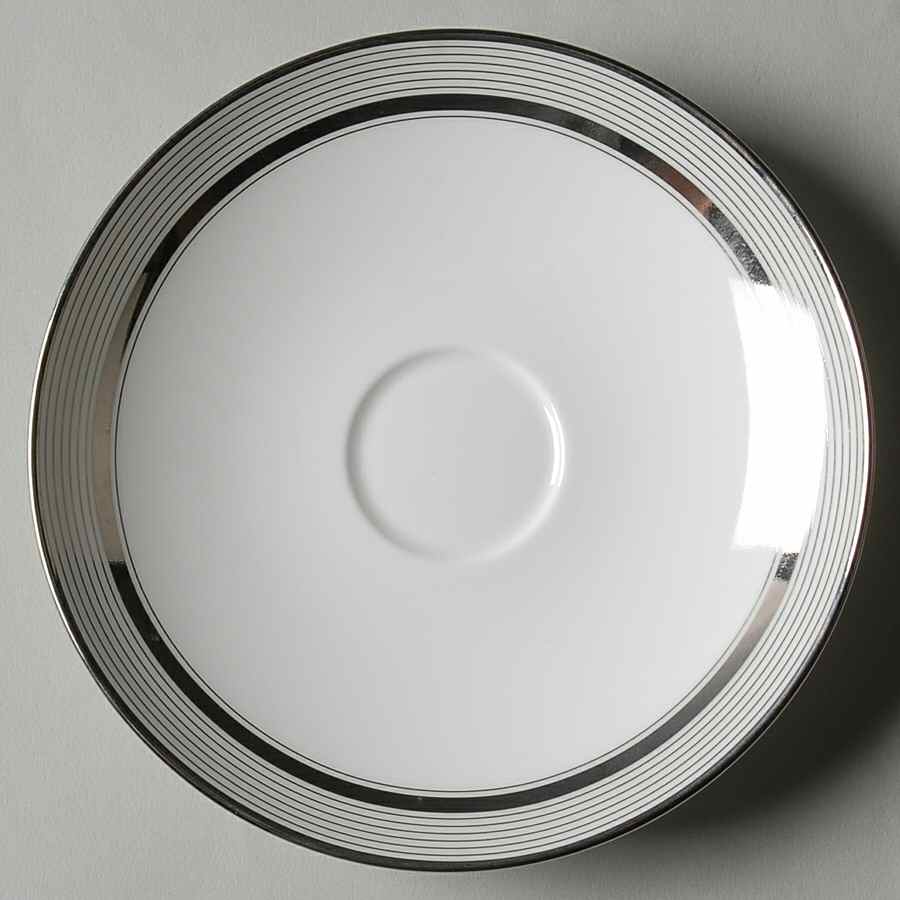 Ribbon Stripe Silver (Platinum) Saucer by Wedgwood-1