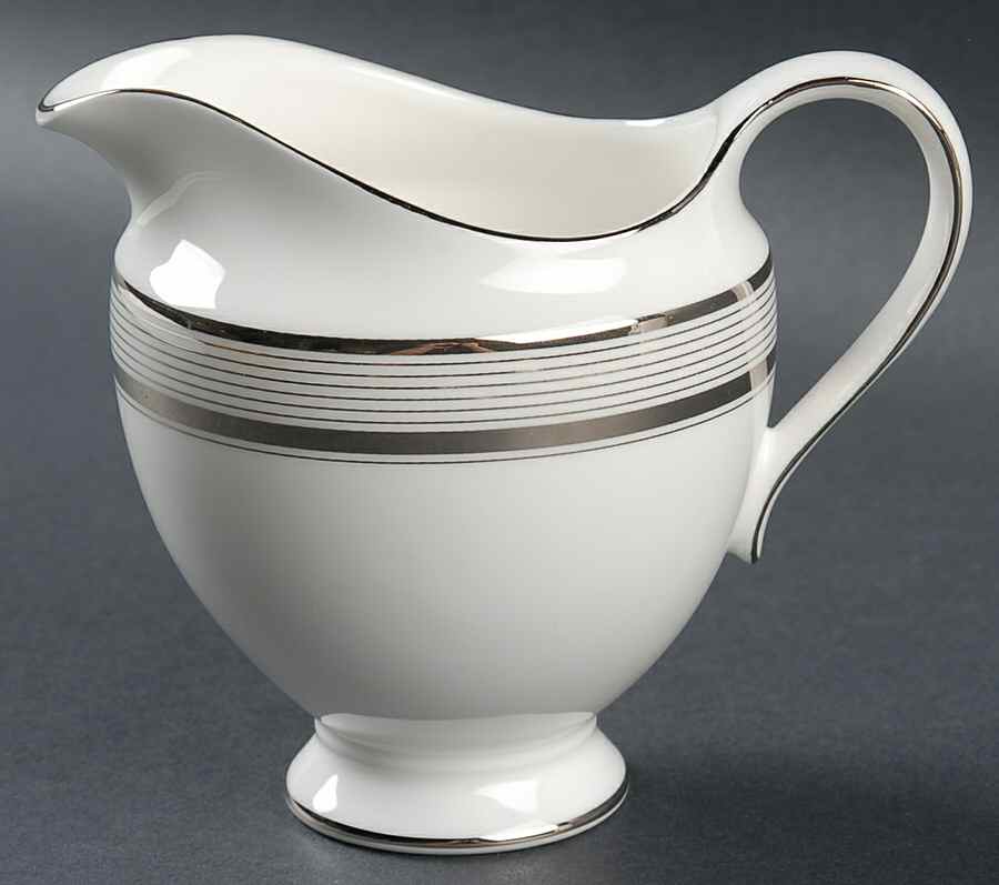 Ribbon Stripe Silver (Platinum) Creamer by Wedgwood-1