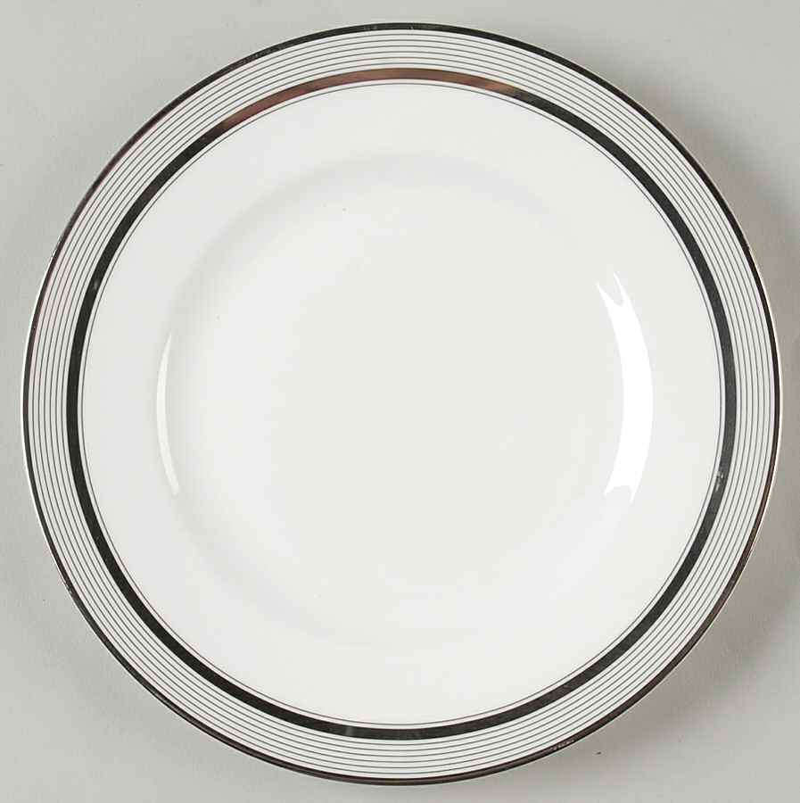 Ribbon Stripe Silver (Platinum) Salad Plate by Wedgwood-1