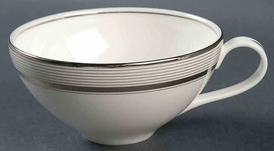 Ribbon Stripe Silver (Platinum) Flat Cup by Wedgwood-1