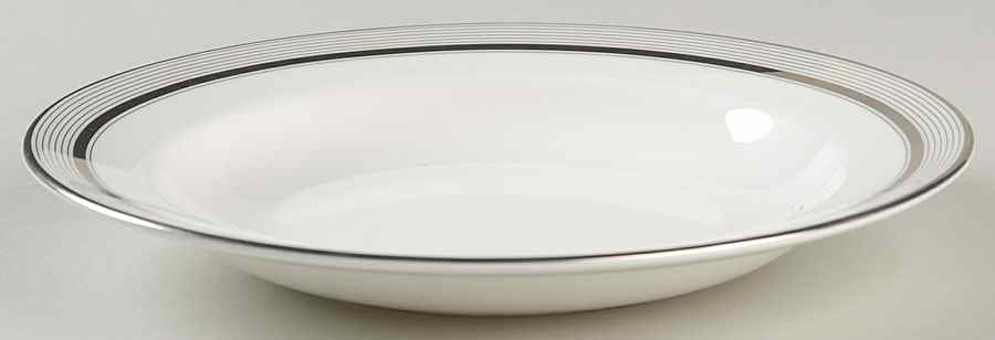 Ribbon Stripe Silver (Platinum) Large Rim Soup Bowl by Wedgwood-1