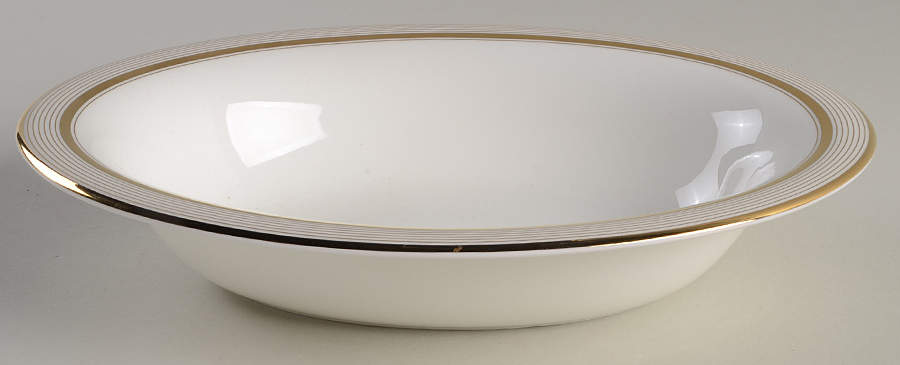 Ribbon Stripe Gold 9" Oval Vegetable Bowl by Wedgwood-1