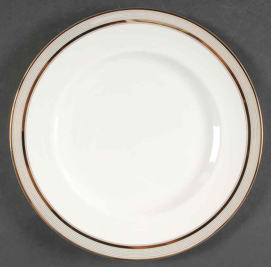 Ribbon Stripe Gold Dinner Plate by Wedgwood-1