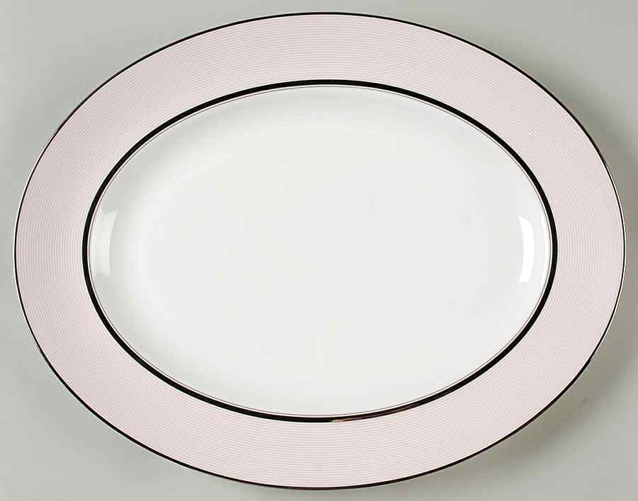 Ribbon Stripe Rose 13" Oval Serving Platter by Wedgwood-1