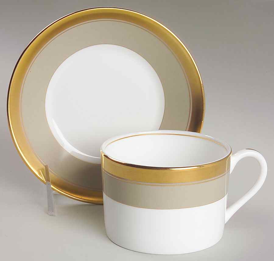 Wedding Band Taupe Flat Cup & Saucer Set by Wedgwood-1