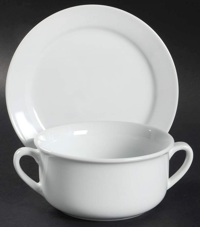Essential White Cream Soup Bowl & Bread Plate/Saucer Set by Williams-Sonoma-1