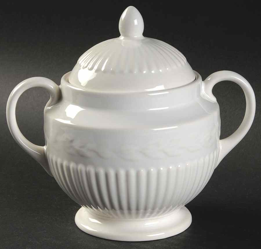Edme Antique White (New 2008) Sugar Bowl & Lid by Wedgwood-1