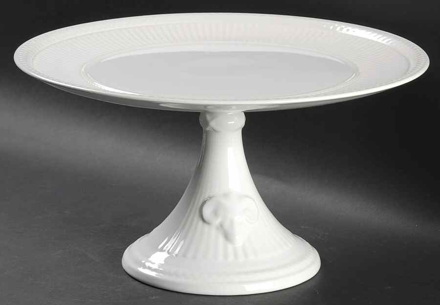 Edme Antique White (New 2008) 12" Diameter Pedestal Cake Stand by Wedgwood-1