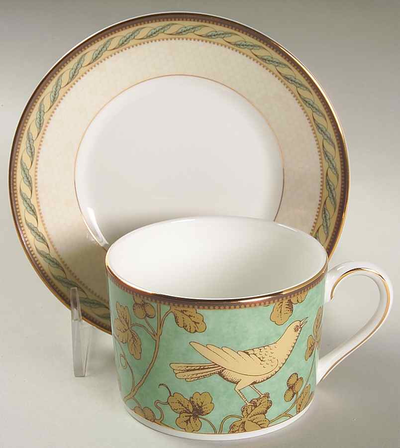Golden Bird Flat Cup & Saucer Set by Wedgwood-1